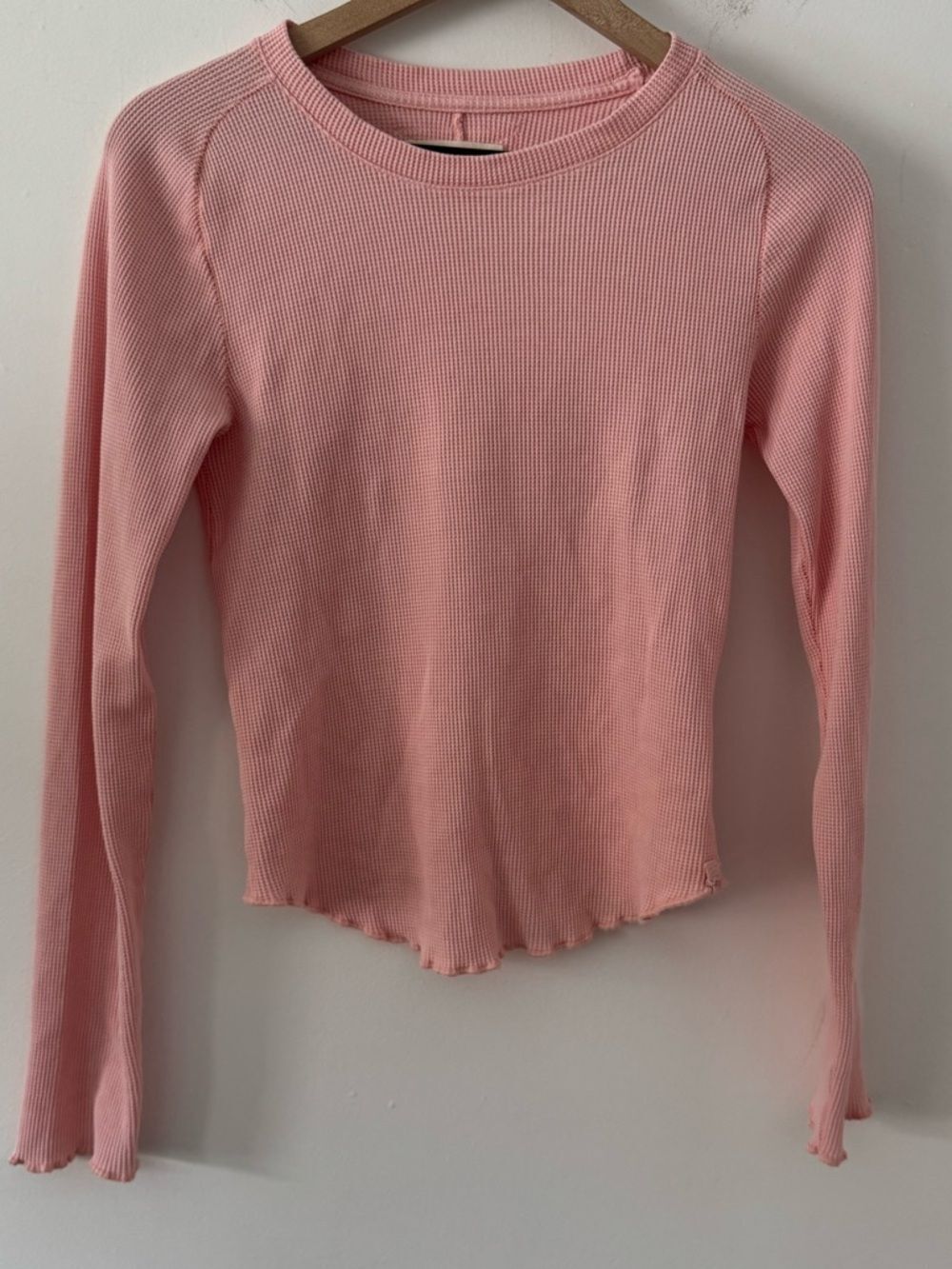 Free People Easy Does It Tee Waffle Knit Lettuce-Hem Tee XS